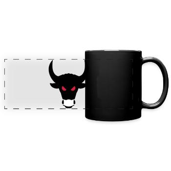 ★ Design colors changeable ★ Evil bull with mask - Full Colour Panoramic Mug - black - Front