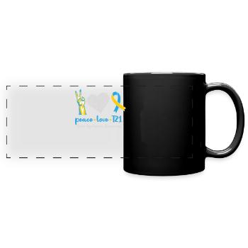 Peace Love T21 Down Syndrome Awareness Sped Teache - Panorama-Tasse farbig - Schwarz - Vorne