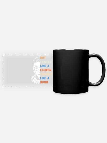 Not Fragile Like A Flower Fragile Like A Bomb RBG - Full Colour Panoramic Mug - black
