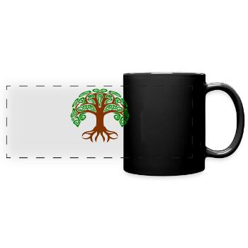 Lebensbaum Germanen Kelten und Yoga - Panorama-Tasse farbig - Schwarz - Vorne