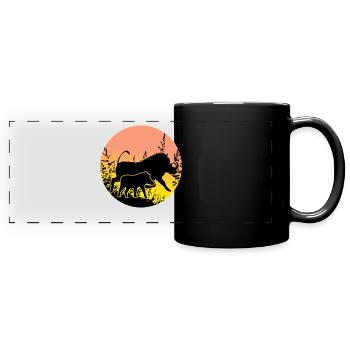 Warzenschwein - Sonnenuntergang Afrika Safari - Panorama-Tasse farbig - Schwarz - Vorne