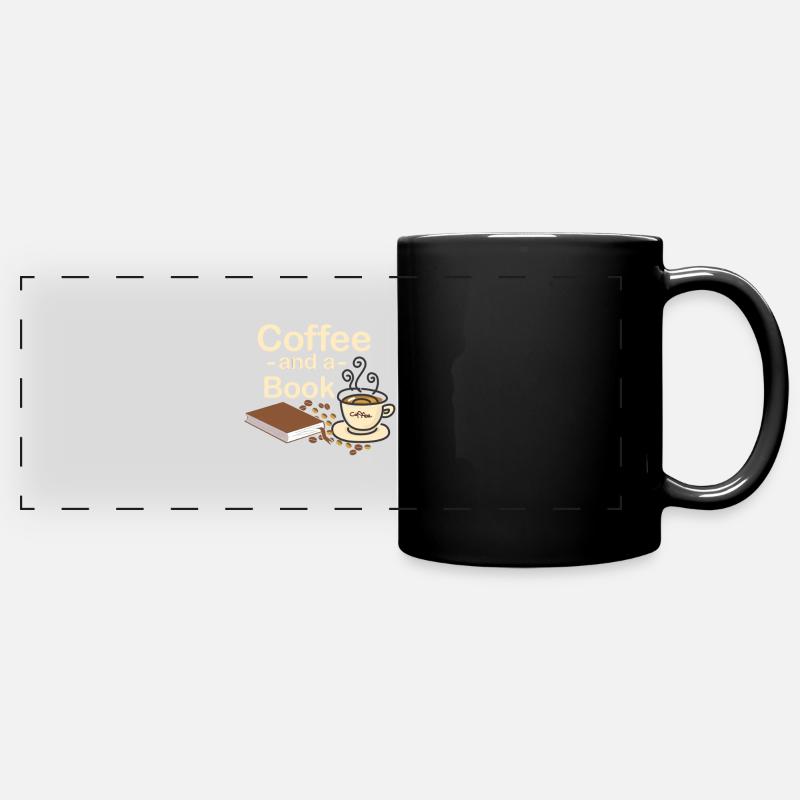 Kaffee und ein Buch - Panorama-Tasse farbig - Schwarz