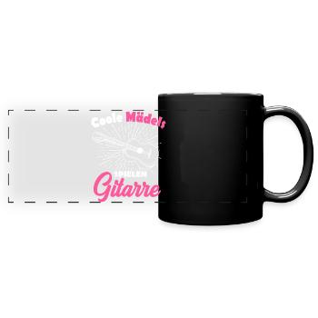 Gitarristin Geschenk für Mädchen Frauen - Panorama-Tasse farbig - Schwarz - Vorne