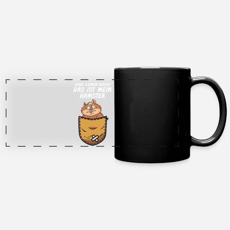 Hamster in der Bauchtasche - Panorama-Tasse farbig - Schwarz