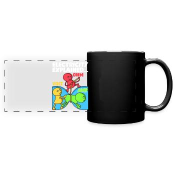 Lustiges Elektriker Design Erklärt Elektrizität - Panorama-Tasse farbig - Schwarz - Vorne
