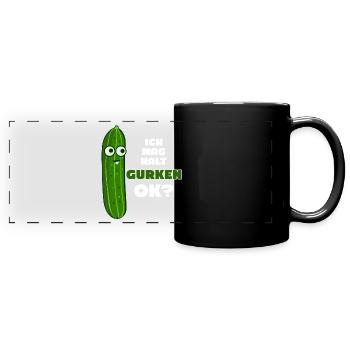 Gurke - lustiger Spruch mit Gurken - Panorama-Tasse farbig - Schwarz - Vorne