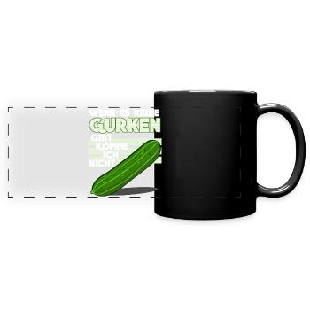 Gurke - lustiger Gurken Party Spruch - Panorama-Tasse farbig - Schwarz - Vorne