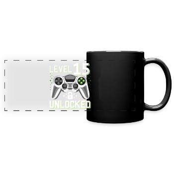 15. Geburtstag Level 15 Gamer Geschenk - Panorama-Tasse farbig - Schwarz - Vorne