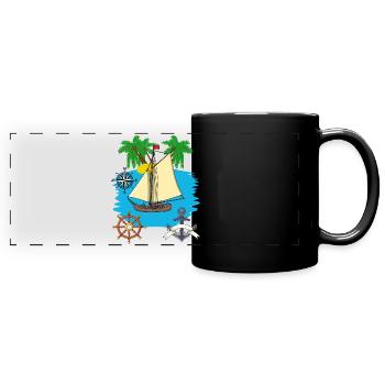 Sailboat Seaing Caribbean South Sea Sailor Sailing - Full Colour Panoramic Mug - black - Front