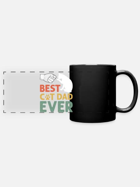 Best Cat Dad Ever, Cat Daddy Gift - Mug panoramique uni - noir