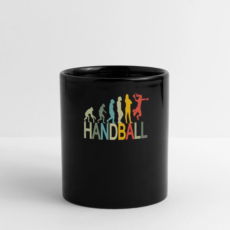Lstiges Handball Design Evolution Panorama-Tasse farbig