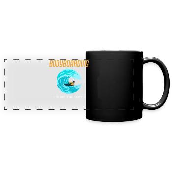 My Therapy Bodyboarding Funny Bodyboard product - Full Colour Panoramic Mug - black - Front