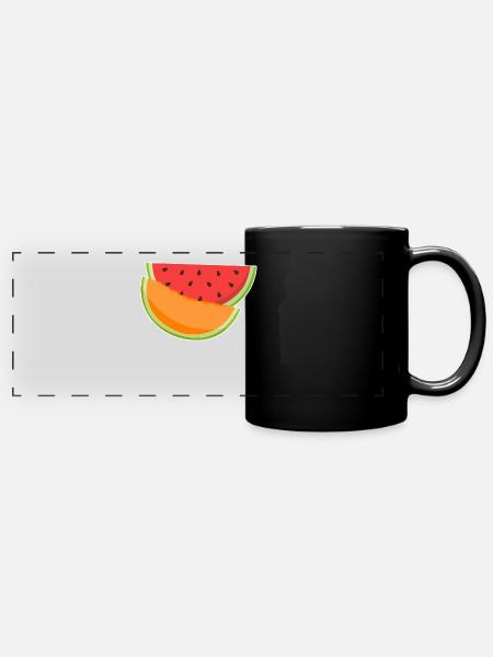 Wassermelone Melone Watermelons - Panorama-Tasse farbig - Schwarz