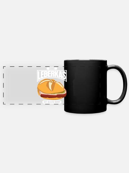 Leberkas Leberkassemmel Leberkäse - Panorama-Tasse farbig - Schwarz