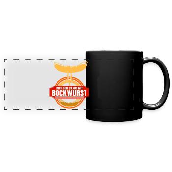 Bockwurst Wurst Würstchen Bratwurst - Panorama-Tasse farbig - Schwarz - Vorne