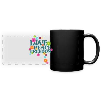 Type Retro Flower Power - Love Peace Freedom 1 - Mug panoramique uni - noir - Devant