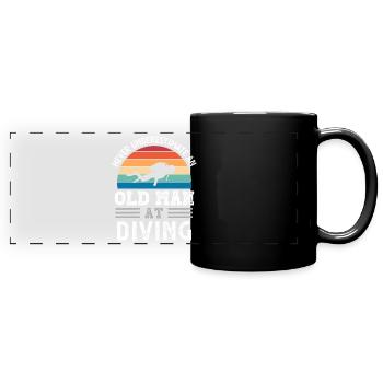 Old Man at Diving Fathers Day Funny Gift - Full Colour Panoramic Mug - black - Front