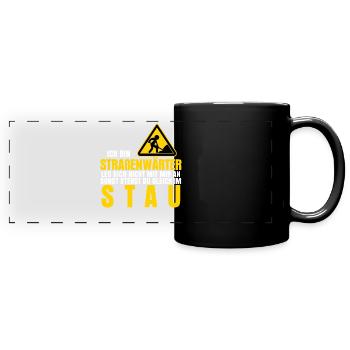 Straßenwärter Bauhof Stau Straßenbau - Panorama-Tasse farbig - Schwarz - Vorne