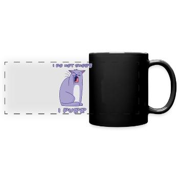Purring Snoring Funny Saying Cat Gift - Full Colour Panoramic Mug - black - Front