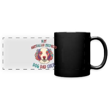 Berger australien Papa Fun Shepherd Dog Cadeau - Mug panoramique uni - noir - Devant