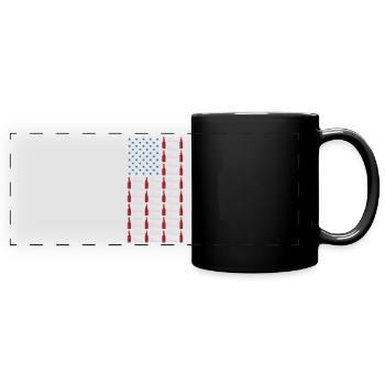 Pontoon Boat Beer Party Drinking US Flag July 4th - Full Colour Panoramic Mug - black - Front