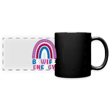 Bi Wife Energy Gay Pride Lesbian LGBT Rainbow - Full Colour Panoramic Mug - black - Front
