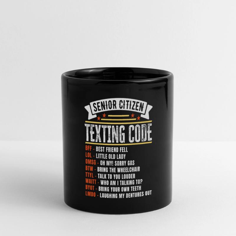 Funny Senior Citizen's Texting Code Gift for Full Colour Panoramic Mug
