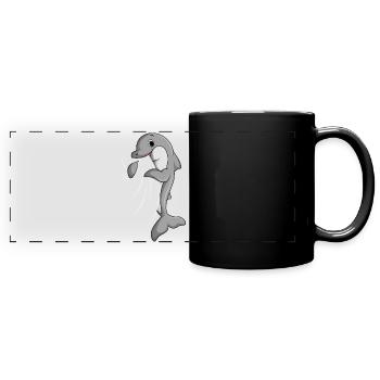 Dolphins Kids Girls Boys Dolphin - Full Colour Panoramic Mug - black - Front