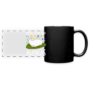 Alpaca Alpacas - Panorama-Tasse farbig - Schwarz - Vorne