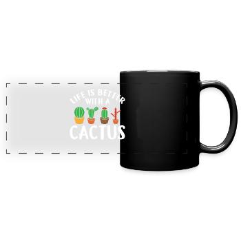 Das Leben Ist Besser Mit Einem Kaktus - Panorama-Tasse farbig - Schwarz - Vorne
