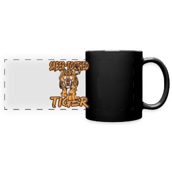 Säbelzahntiger Geschenke Raubkatze Steinzeit für - Panorama-Tasse farbig - Schwarz - Vorne