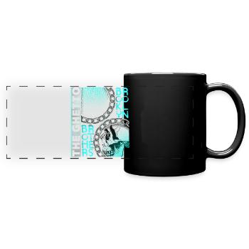 Vintage-Design New York Brooklyn mit Totenkopf - Panorama-Tasse farbig - Schwarz - Vorne