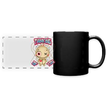 Voodoo doll, funny saying Thinking-Of-You - Full Colour Panoramic Mug - black - Front