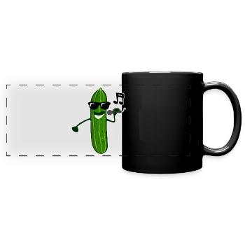 Gurke singt Sänger Gurken - Panorama-Tasse farbig - Schwarz - Vorne