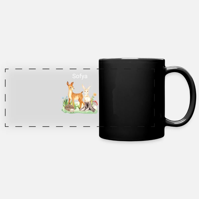 Animal deer rabbit hedgehog Sofya - Full Colour Panoramic Mug - black