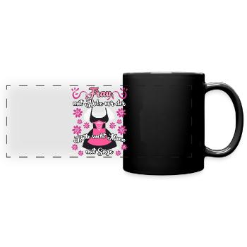 Single Frau Dirndl Party Alleinstehend - Panorama-Tasse farbig - Schwarz - Vorne