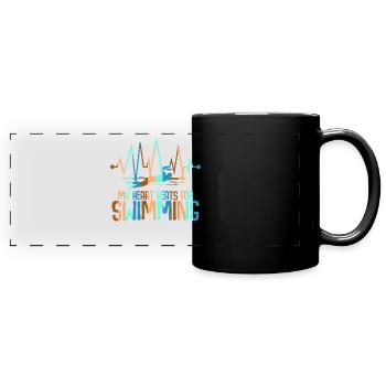 Schwimmer EKG Schwimmtrainer Schwimmen - Panorama-Tasse farbig - Schwarz - Vorne