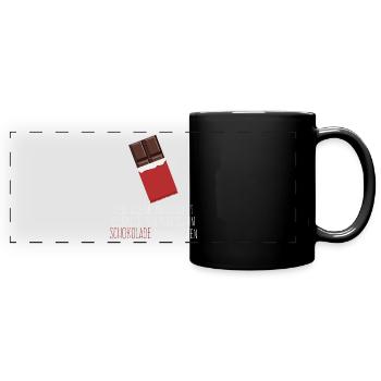 Schokolade kaufen Spruch Milchschokolade - Panorama-Tasse farbig - Schwarz - Vorne