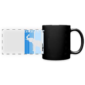 Dickhäuter Rüsseltier Elefant - Panorama-Tasse farbig - Schwarz - Vorne