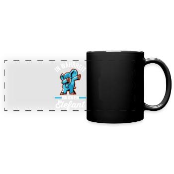Dabbing Dickhäuter Rüsseltier Elefant - Panorama-Tasse farbig - Schwarz - Vorne