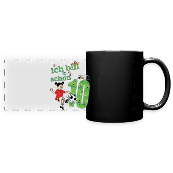 Geburtstag 10 Jahre Fussball - Panorama-Tasse farbig - Schwarz - Vorne