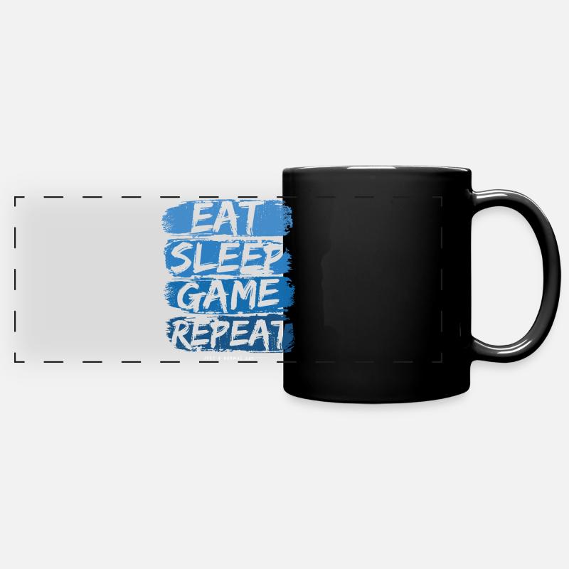 Manger du sommeil Jeu Répéter Bleu - Mug panoramique uni - noir