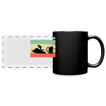 Jet Ski + Bière = Journée parfaite - Mug panoramique uni - noir - Devant