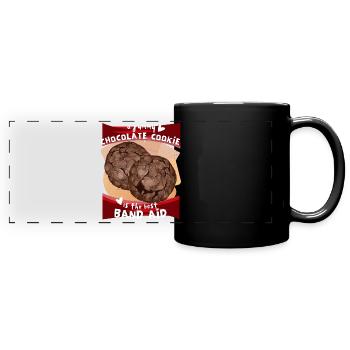 Chocolat, biscuits aux pépites de chocolat drôle de dicton - Mug panoramique uni - noir - Devant
