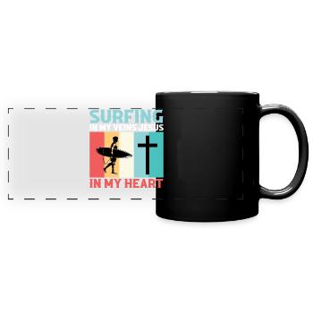 Surfen In Meinen Adern Jesus In Meinem Herzen Surf - Panorama-Tasse farbig - Schwarz - Vorne