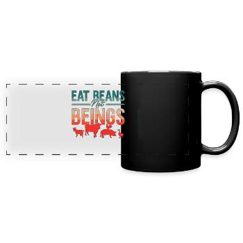 Veganism Eat Beans Not Retro No Meat Vegan Lover - Full Colour Panoramic Mug - black - Front