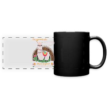 Lama-Llama, funny saying Spitting-Llama - Full Colour Panoramic Mug - black - Front