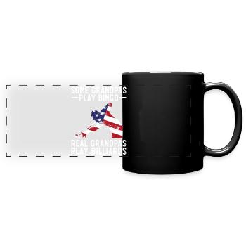 Billiards Pool Player Ball Grandpa - Full Colour Panoramic Mug - black - Front