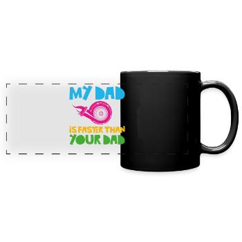 Drag Racing Race Car Dad Son - Full Colour Panoramic Mug - black - Front