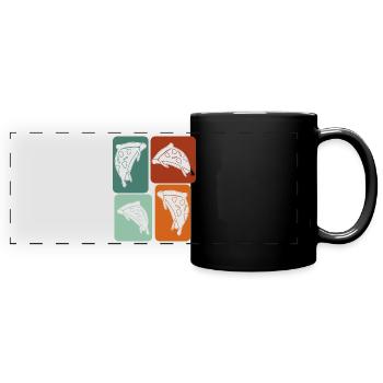 Pizza Pizzaria retro Pizzabäcker - Panorama-Tasse farbig - Schwarz - Vorne